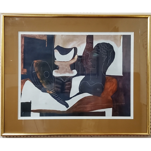 137 - After Pablo Picasso (1881 - 1973), Still Life with Antique Bust, coloured print, 48cm x 64cm