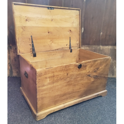 154 - An early 20th century rectangular pine blanket box, 46cm high, 84cm wide