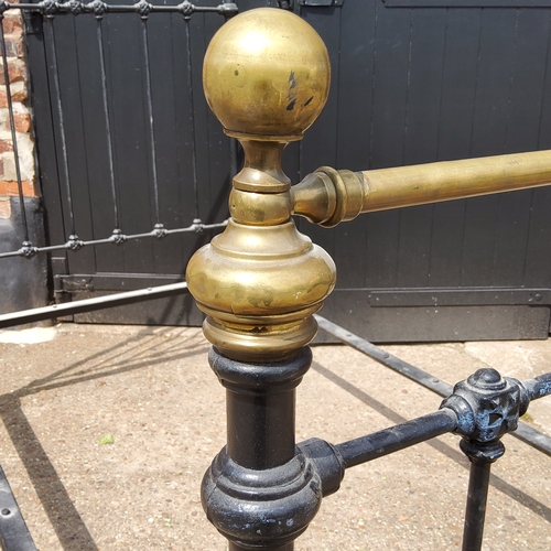 166 - A Victorian cast iron and brass single bed c.1880