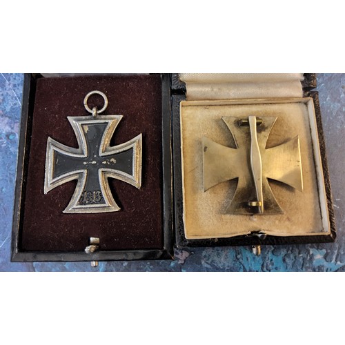 193 - Militaria - two reenactment WW2 Nazi Third Reich Iron Cross 1st class 1939. Maked 