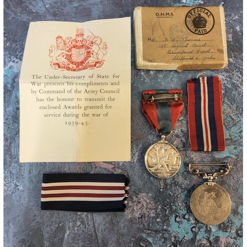 196 - Awarded to '1497119 BDR. Trower R.A. George VI medal, etched 