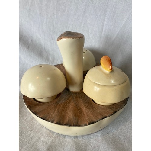 367 - A Carlton Ware novelty cruet stand, in the form of mushroom, 13cm diam, printed mark