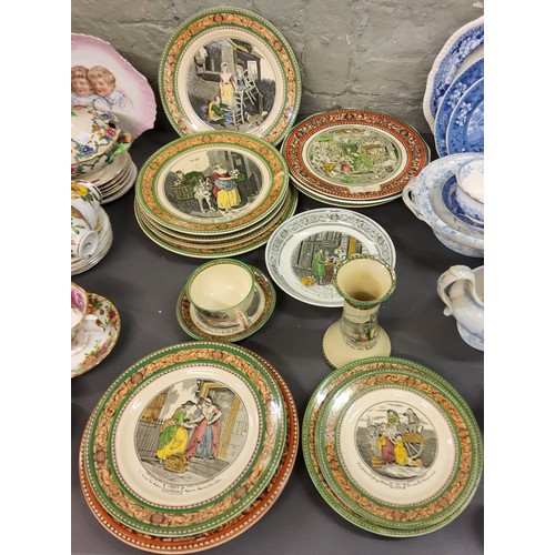 400 - Decorative Ceramics  - Adams Criers of London plates, green borders, various sizes;  other... 