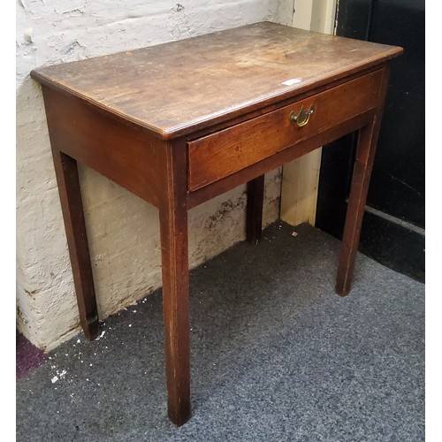 53A - A George III oak side table, drawer to frieze, canted square legs, c.1810