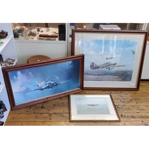 75A - Gerald Coulson, after, Spitfire Into Battle, coloured print, 58cm x 76cm;   another, In the Sunlit S... 