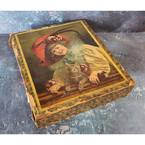 94 - A Victorian picture block puzzle complete with coloured prints in original pictorial wooden box; a C... 