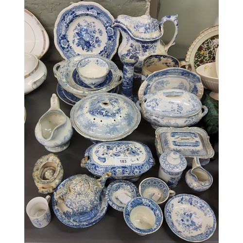 183 - Blue and White - Spode Imperial plate;  Spode Tower pattern;  Athens water jug;  othe... 