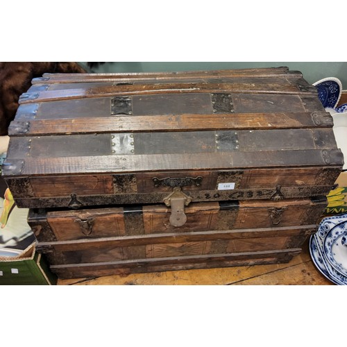 188 - A late 19th century domed topped travelling trunk, c.1880;  frames and prints;  etc