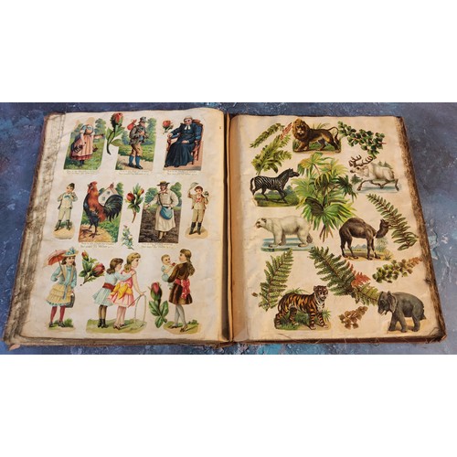 319 - Juvenalia - A comprehensive Edwardian scrapbook, each linen page carefully filled with nursery rhyme... 