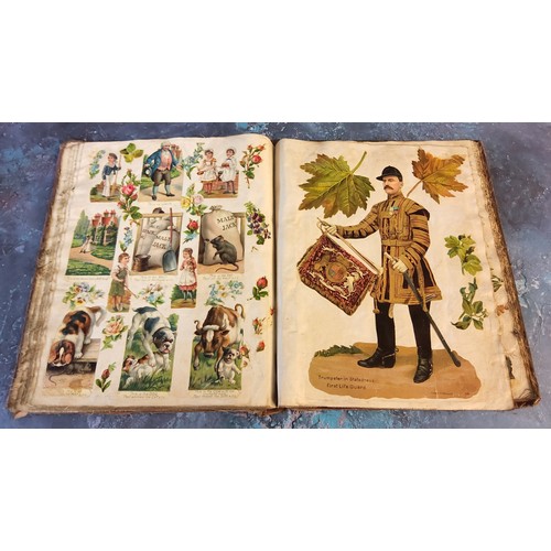 319 - Juvenalia - A comprehensive Edwardian scrapbook, each linen page carefully filled with nursery rhyme... 