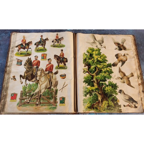 319 - Juvenalia - A comprehensive Edwardian scrapbook, each linen page carefully filled with nursery rhyme... 