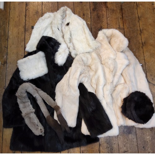 378 - Textiles - Fur jacket; another; a fur short shoulder cape; stole; muff and hat