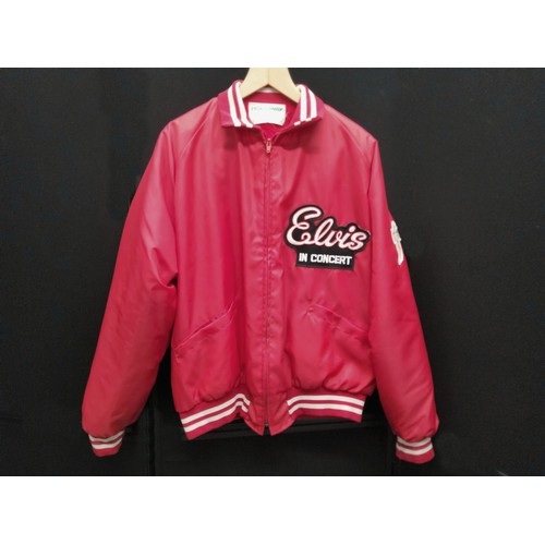 387 - An original Elvis ' In Concert ' tour jacket, red faux fur lined, the label reads 'Hollaway ''One Sh... 