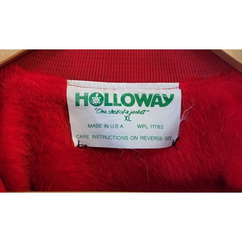 387 - An original Elvis ' In Concert ' tour jacket, red faux fur lined, the label reads 'Hollaway ''One Sh... 