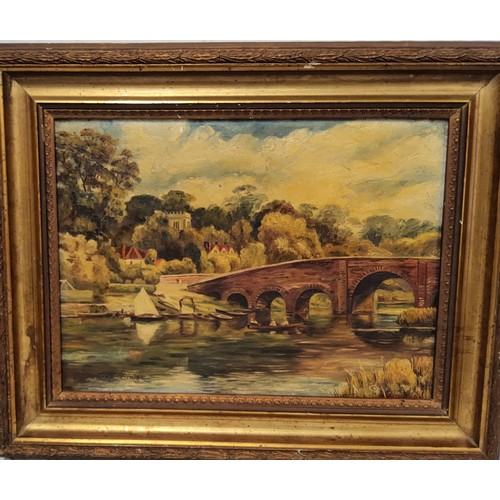 631 - Albert Robert Quinton (early 20th century) Sonning Bridge,  signed, oil on canvas, 26cm x 36cm