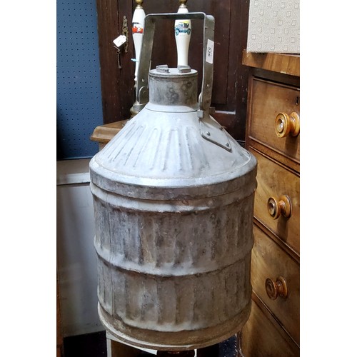 526 - Automobilia - an unusual galvanised 5 gallon fuel can, no makers markings, possibly by Shell Mex BP