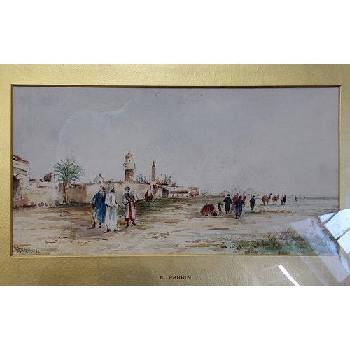 531 - Edward Parrini (early 20th century)A Pair, Cairo City Wall and Middle Eastern Streetsigned, watercol... 