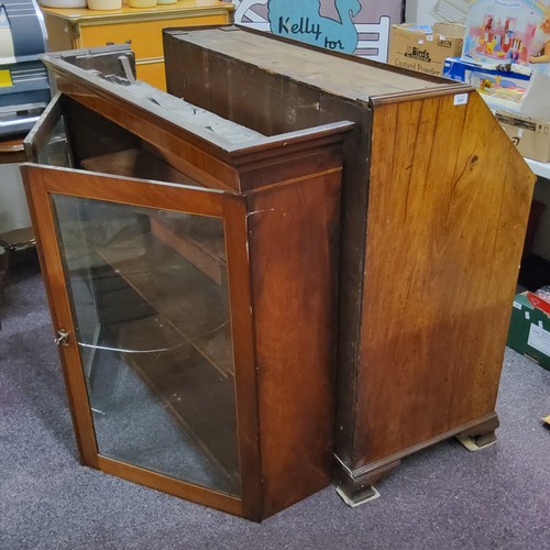 624 - Cabinet Maker's Spares - A 19th century mahogany bureau bookcase, feathered band in coloured woods, ... 