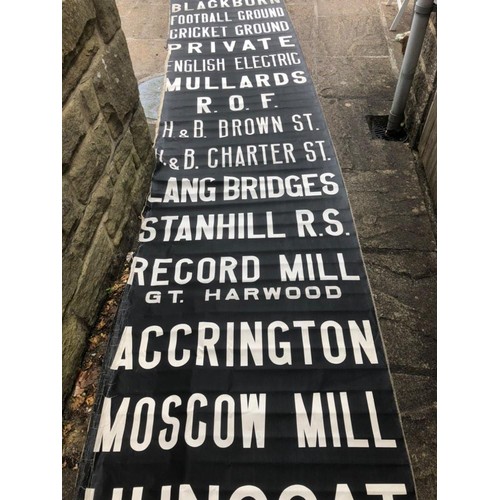 11 - A substantial Accrington Corporation, Lancashire destination blind, printed 1952,52 names in total i... 