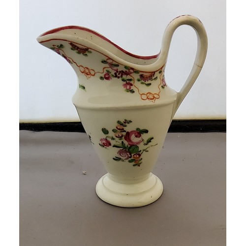 103 - A Newhall helmet shaped cream jug, pattern 195, 11cm high, c.1790