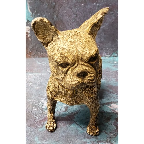 182 - An early 20th century cold painted bronze model of  a French Bulldog, 8cm high, c.1920