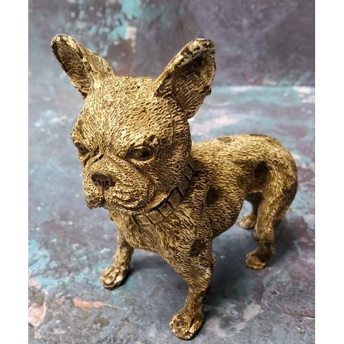 182 - An early 20th century cold painted bronze model of  a French Bulldog, 8cm high, c.1920