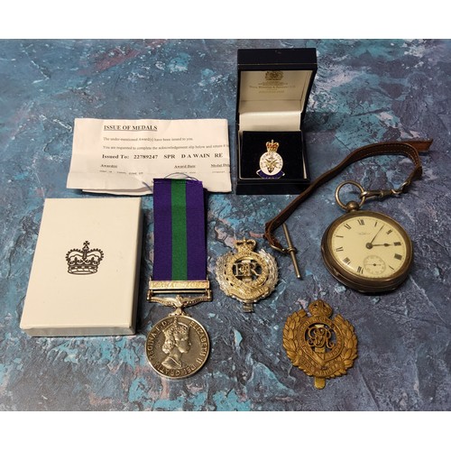 296 - A General Service Medal, Canal Zone, awarded to 22789247 SPR D A WAIN RE, including papers & box... 