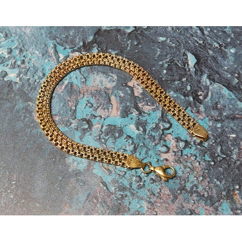 347 - A 14ct tri-gold multi-link bracelet, stamped 585 12.4g