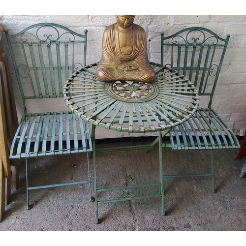 419 - An outdoor folding metal bistro set