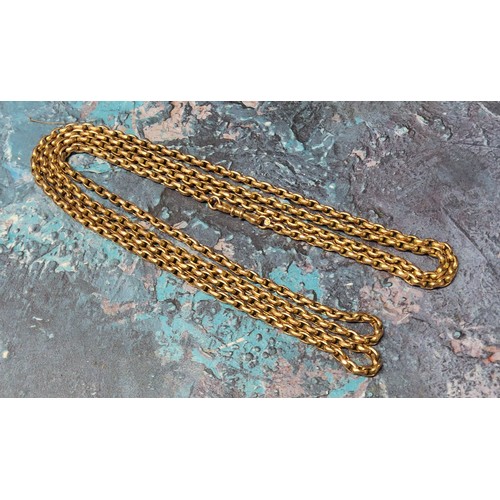 337A - A Victorian 9ct gold faceted belcher muff/guard chain, double ended lobster claw clasp, stamped 9ct,... 