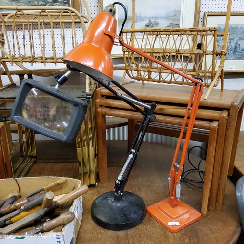 632 - Herbert Terry & Sons orange Anglepoise studio lamp, excellent condition; another Herbert Terry &... 