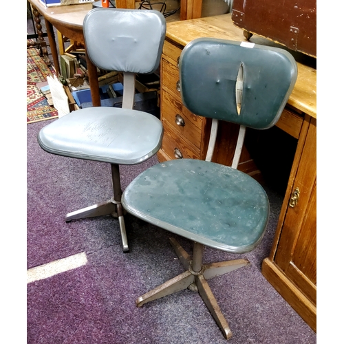 634 - Industrial Salvage - Two Evertaut machinist /workshop adjustable chairs