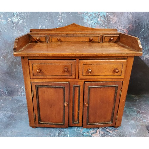 57 - Miniature Furniture - a Victorian mahogany sideboard, the superstructure with one long and two short... 