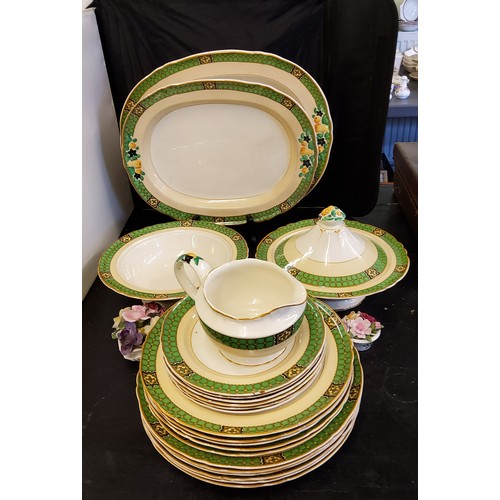 137 - A Booths dinner service, for six, banded in green, c 1930;  etc