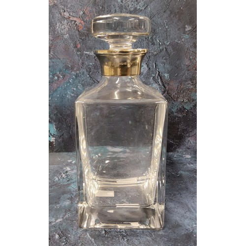 10 - A silver mounted whisky square decanter, circular flat top stopper, James Dixon & Sons, Birmingh... 