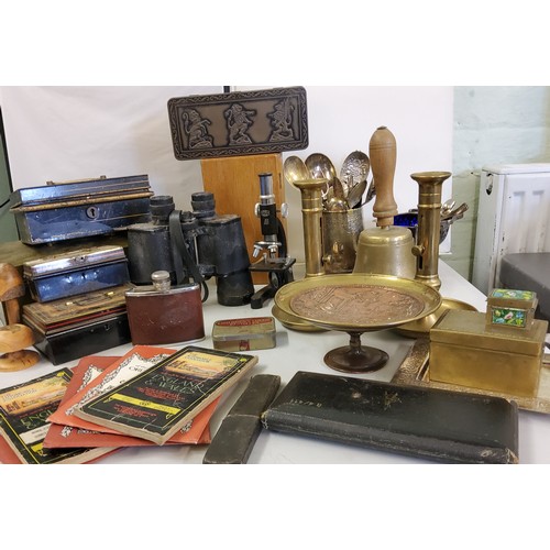 116 - A Hino Milton Tokyo microscope, cased;  Super Zenith 10 x 50 binoculars;  Ordnance Survey ... 