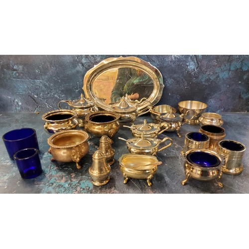 188 - Plated Ware - cruets, mustards, pepper pots, open salts, various(VAT on Hammer price)