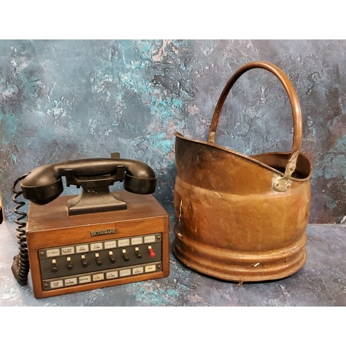 126 - A Dictograph Telephone System, bakelite hand set;  a copper coal bucket (2)