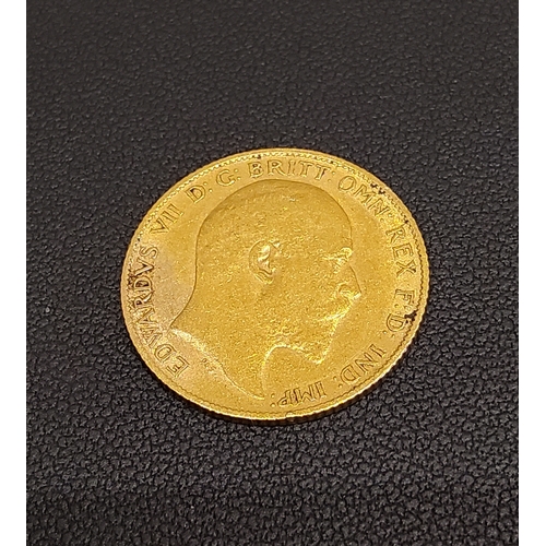 221 - An Edward VII half sovereign, dated 1908 (4g)