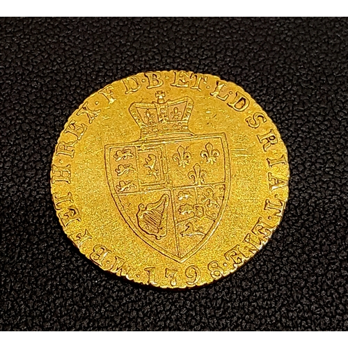 227 - George III Spade Half Guinea, 1798, fair condition, (4.18g gross)