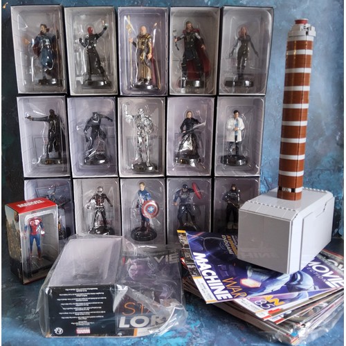 745 - Eaglemoss Marvel Movie Collection figurines, includes Black Panther, Doctor Strange, Ultron, Thor, R... 