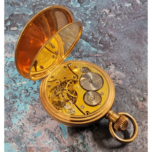 185 - A 9ct gold Waltham full hunter pocket watch, signed movement AWW Co. Waltham U.S.A Traveler, machine... 