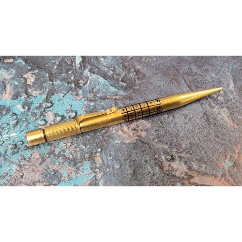 224 - A 18ct gold calendar propelling pencil, a section of the barrel having a perpetual calendar, Goldsmi... 