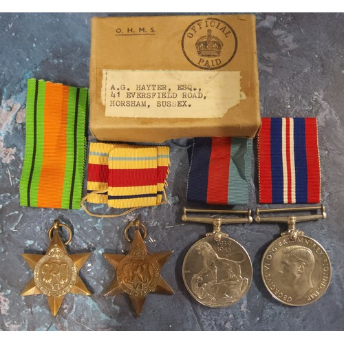 278 - Medals, World War II, a set of four, 1939 - 45 Star, Africa Star, Defence Medal, 1939 - 45 Medal, ri... 