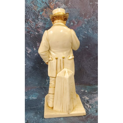 311 - A Royal Worcester figure, modelled by James Hadley, John Bull, in white picked out in gilt, 17.5cm h... 