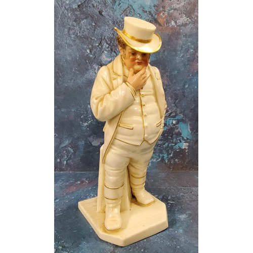 311 - A Royal Worcester figure, modelled by James Hadley, John Bull, in white picked out in gilt, 17.5cm h... 