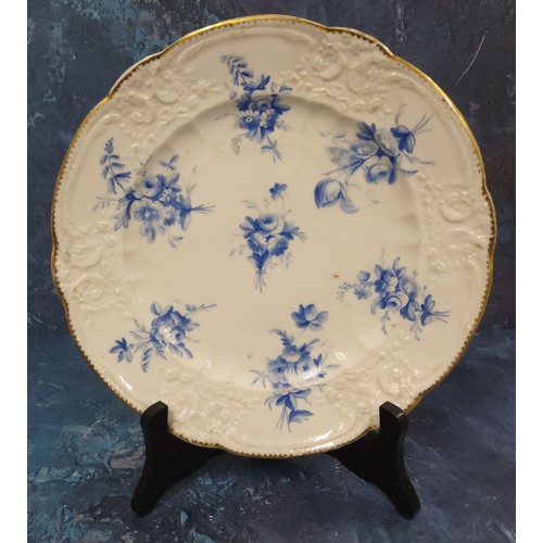 362 - A Nantgarw shaped circular plate, from the Lady Seaton service,  London decorated in blue monochrome... 