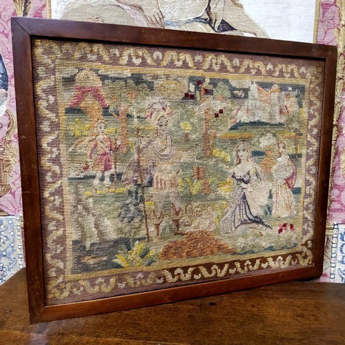 443 - A Victorian needlepoint tapestry panel, 56cm x 67cm, framed