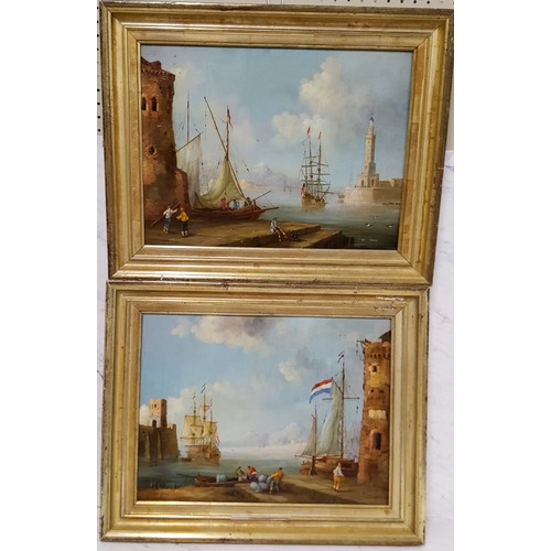 462 - Dutch School (20th century)A Pair, Continental Harboursigned Van Hausey?, oil on tin, 28cm x 38cm... 