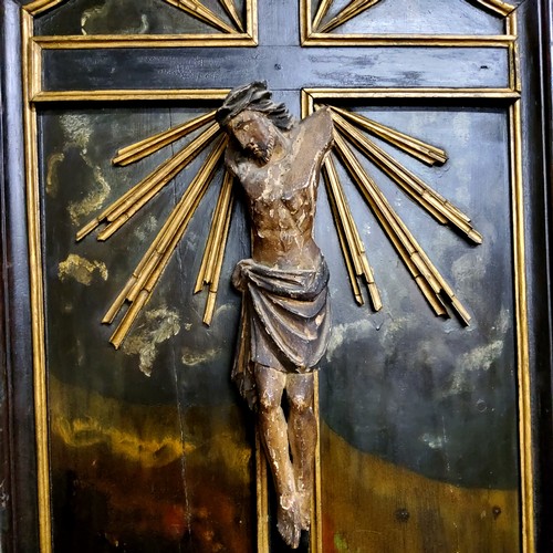 478 - Ecclesiastical Interest  - The Crucifixion of Christ, 18th century softwood polychrome corpus christ... 